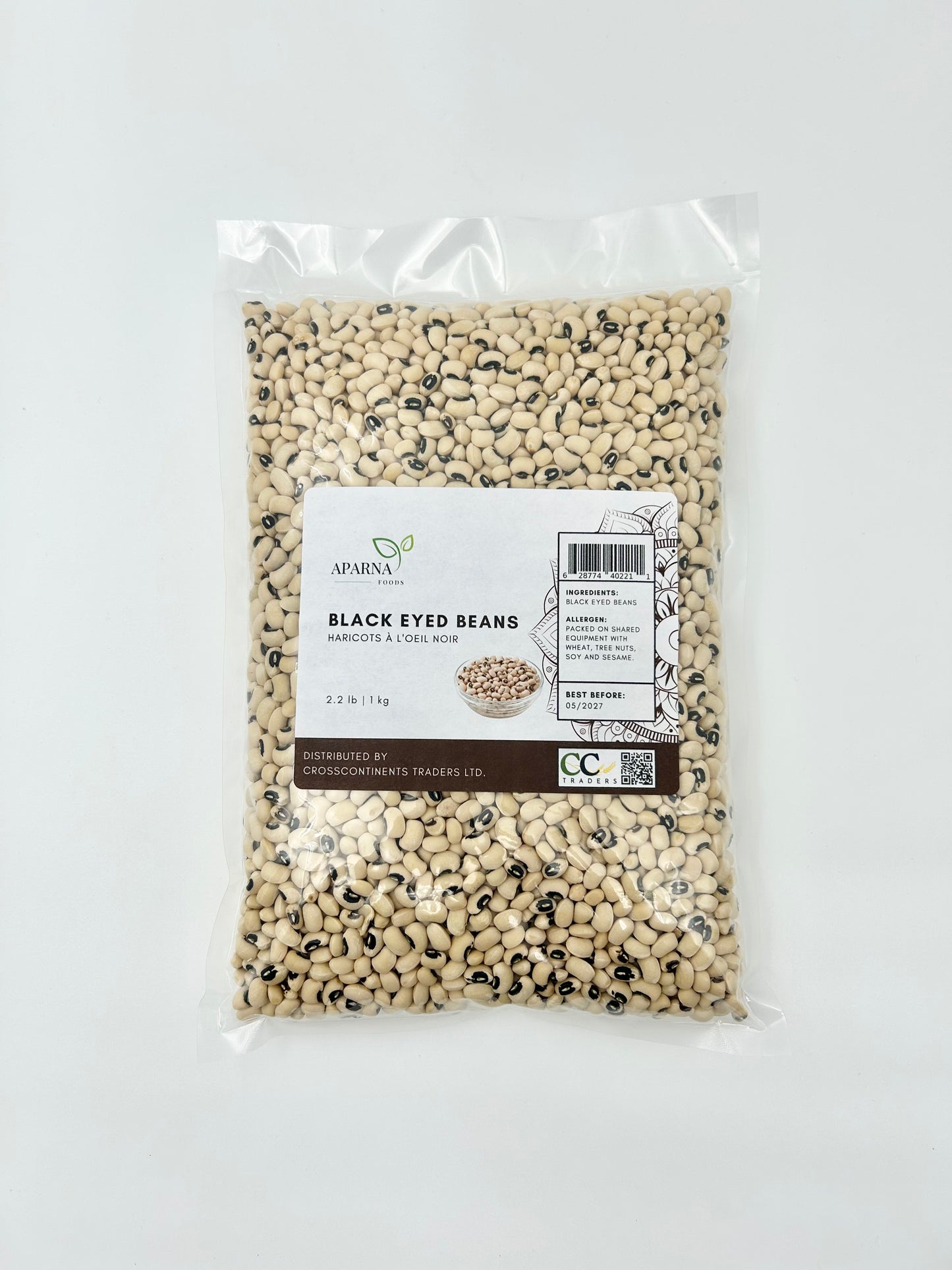 Aparna Foods 1kg bag of premium dried black eye beans lobia