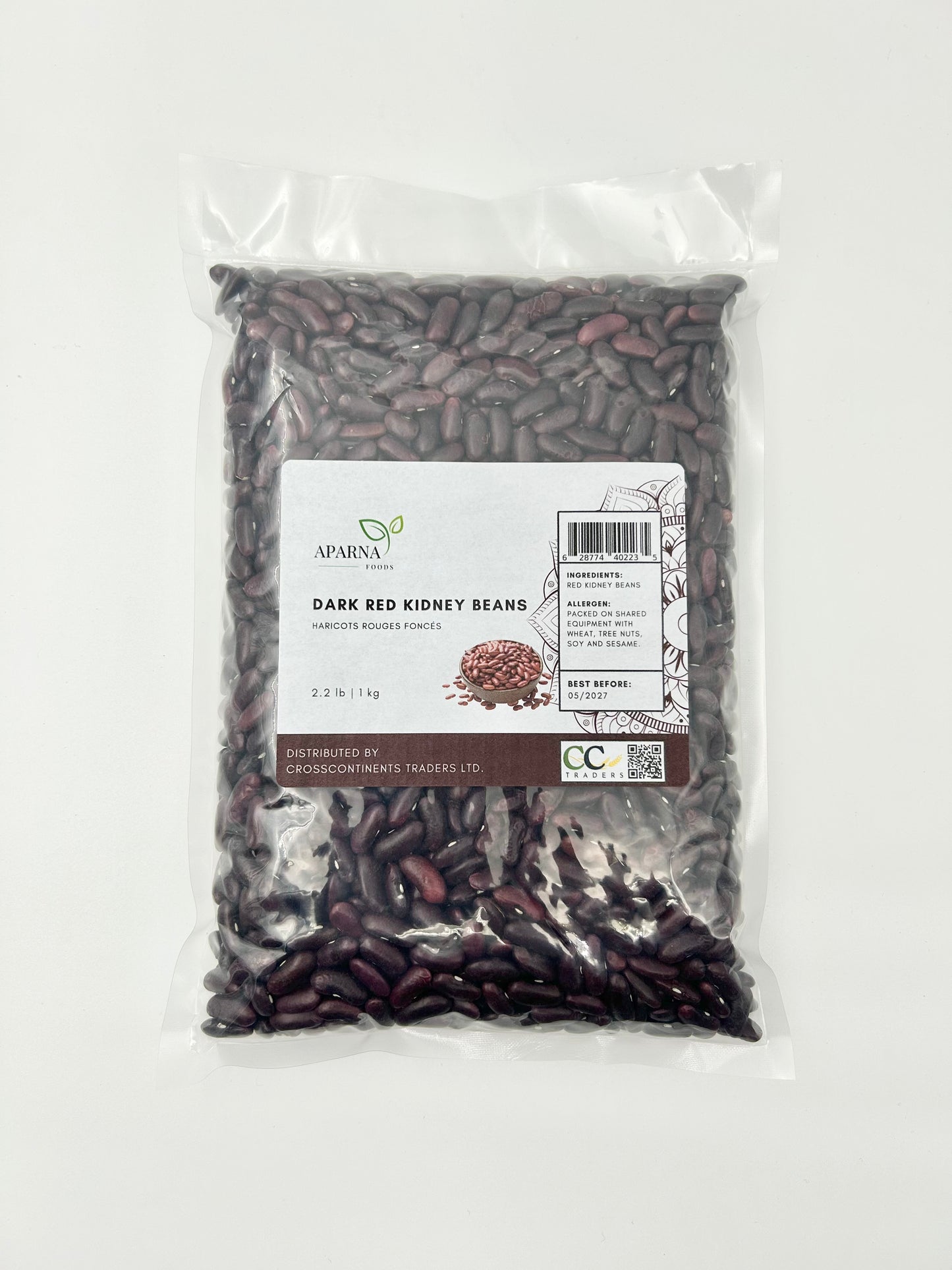 Aparna Foods 1kg bag of premium dark red kidney beans rajma pulses