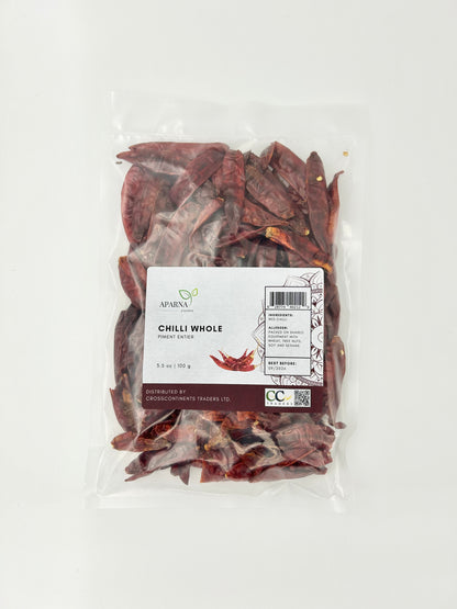 Stemless whole chilli 100g premium dried chillies by Aparna Foods in Canada
