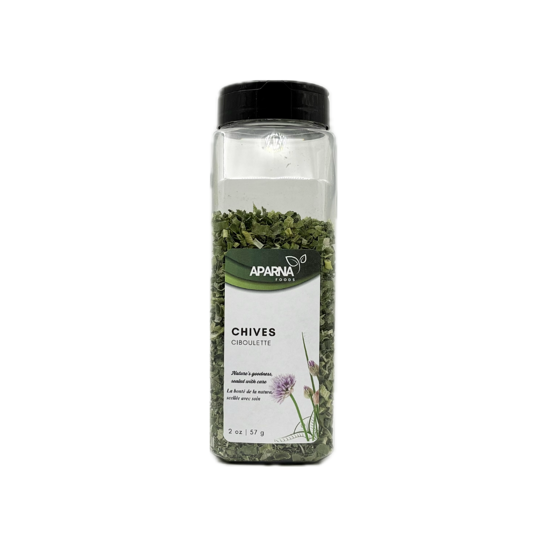 Premium dried chives 57g sold in Canada by Aparna Foods
