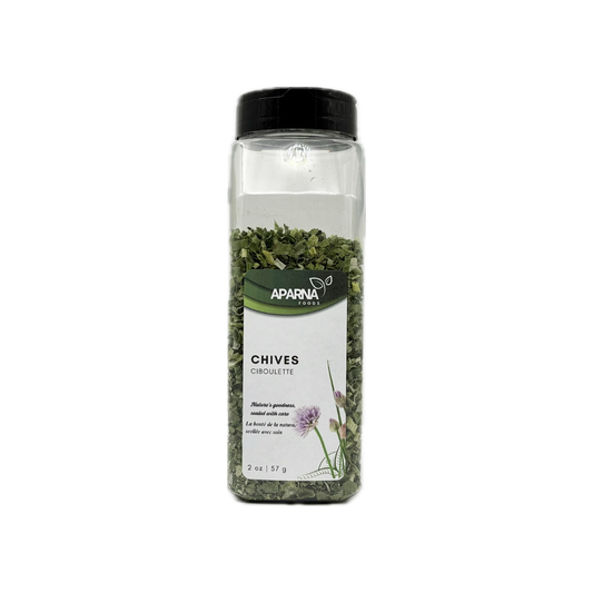 Premium dried chives 57g sold in Canada by Aparna Foods
