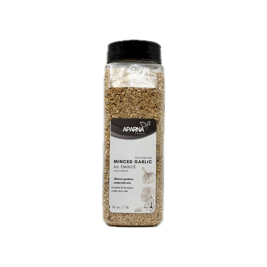 Premium dehydrated minced garlic 1lb sold in Canada by Aparna Foods
