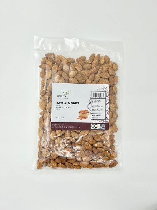Raw almond large 1 lb premium nuts by Aparna Foods in Canada
